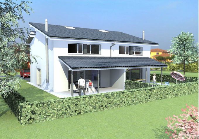 Image 3D de la villa finie ( un réduit extérieur côté terrasse a été ajouté )